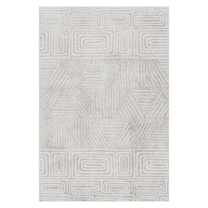 Duved contemporary indoor floor rug with geometric pattern in grey and white, 160 x 230cm