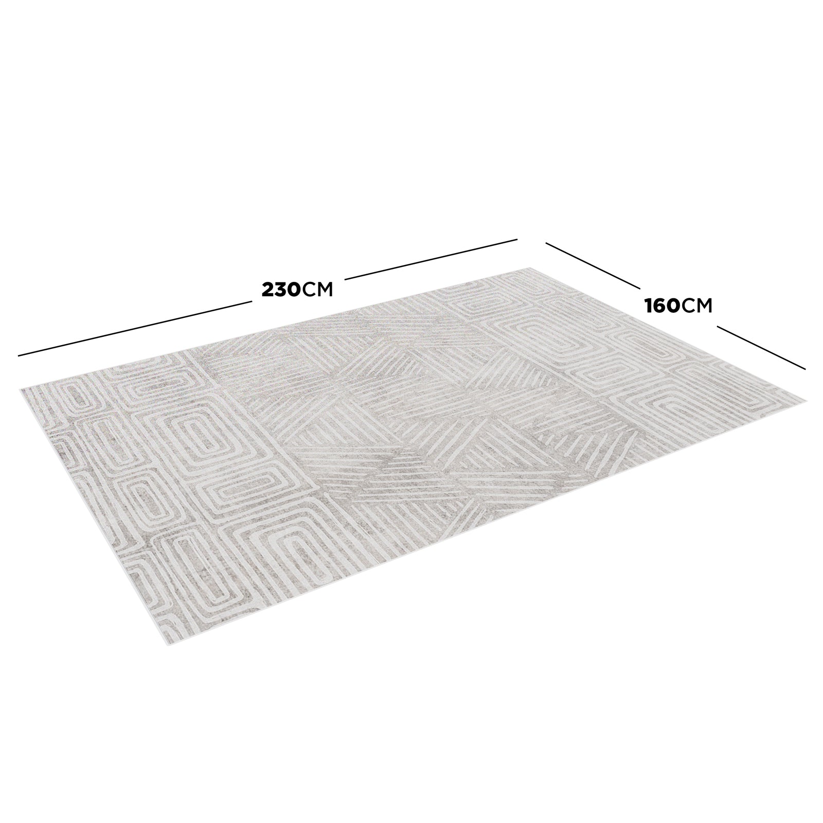Duved contemporary indoor floor rug with geometric pattern, 160 x 230cm