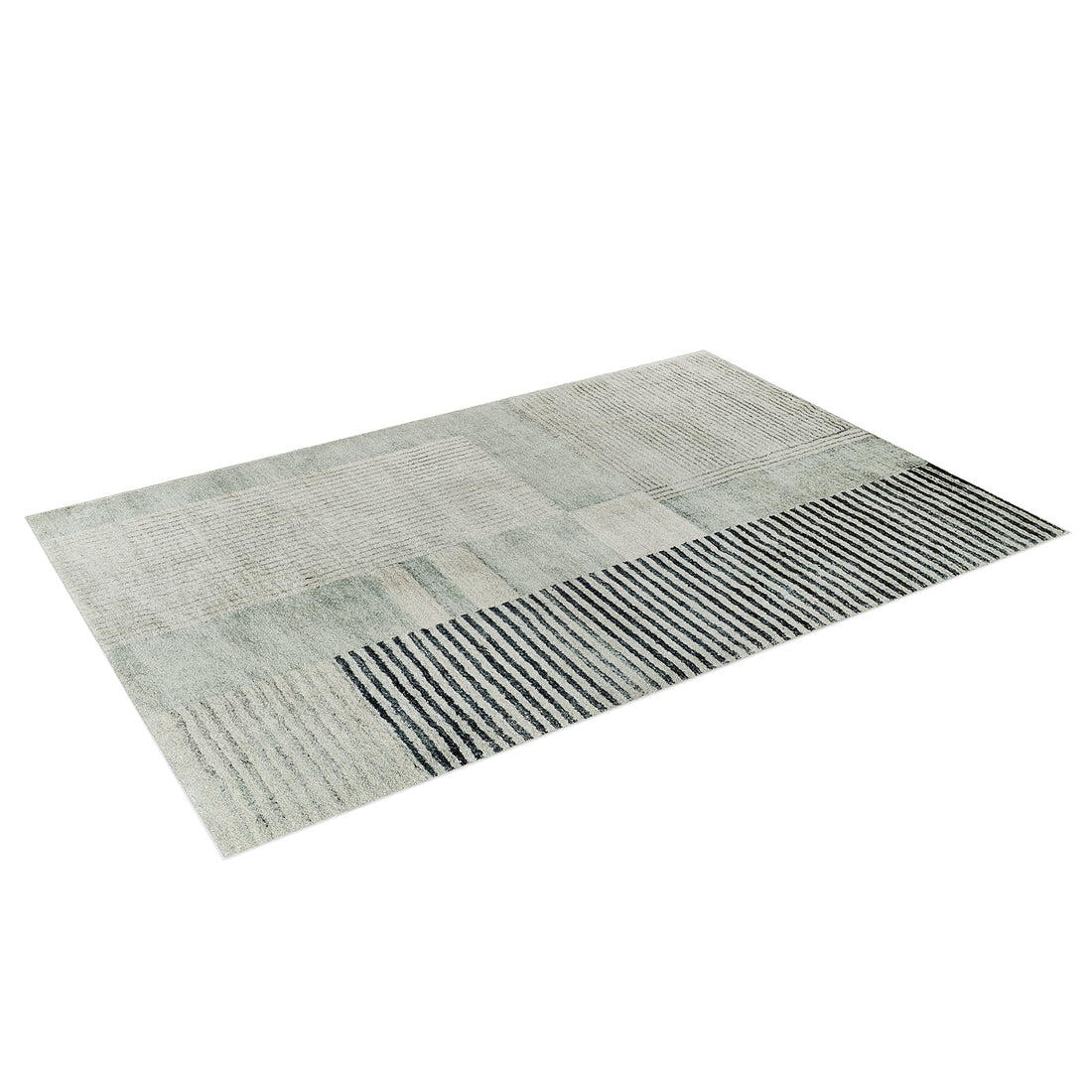 Elimas Soft Contemporary Printed Rug 200x300cm features a close-up view of its soft 12mm pile, showcasing the modern printed pattern and durable polyester texture with an anti-slip cotton-blend backing.