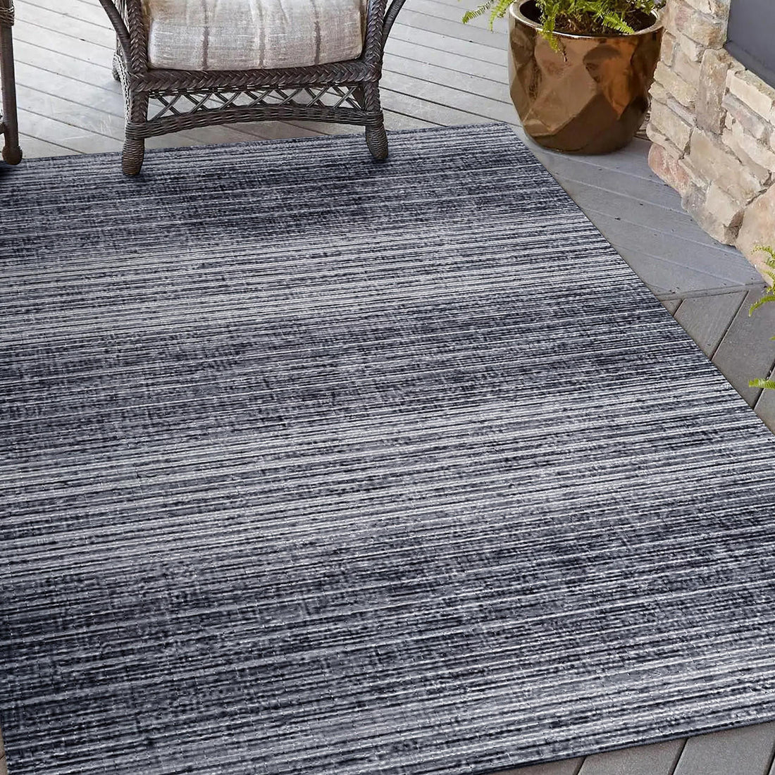 Faith Black and White Modern Outdoor Floor Rug 160x230 - Lifestyle