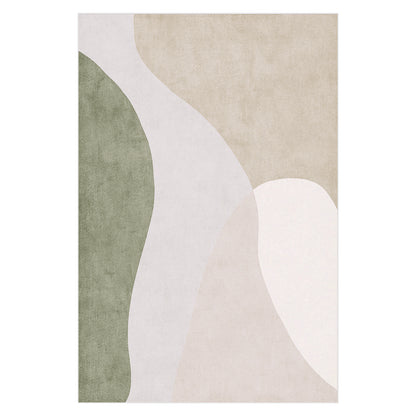 Gonas 160x230cm Medium Abstract Indoor Floor Rug features overlapping, curving color‐blocks in minimalist earth tones, resembling a modern art print with organic shapes, enhancing any contemporary interior.