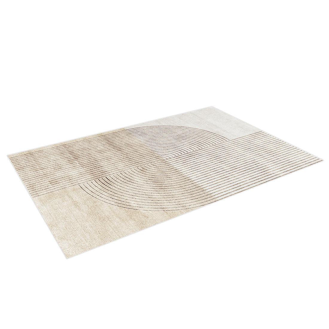Lunder Modern Abstract Floor Rug 120 x 180cm in beige with curved line pattern