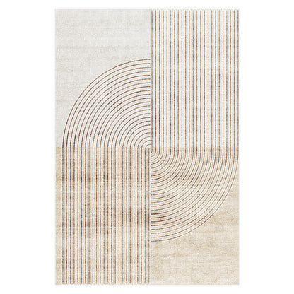 Lunder 200x300cm Modern Abstract Floor Rug, featuring a minimalist design with ivory and light tan quadrants, vertical lines, and intersecting quarter-circle arcs, ideal for enhancing and protecting hardwood floors.