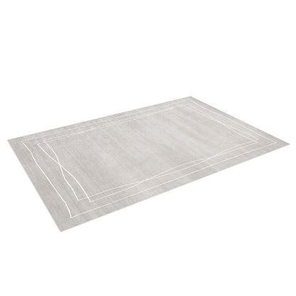 Manstad 160x230cm Modern Indoor Floor Rug, light-gray with a subtle white-line frame design around edges, crafted from polyester for durability, featuring an anti-slip backing for safety.
