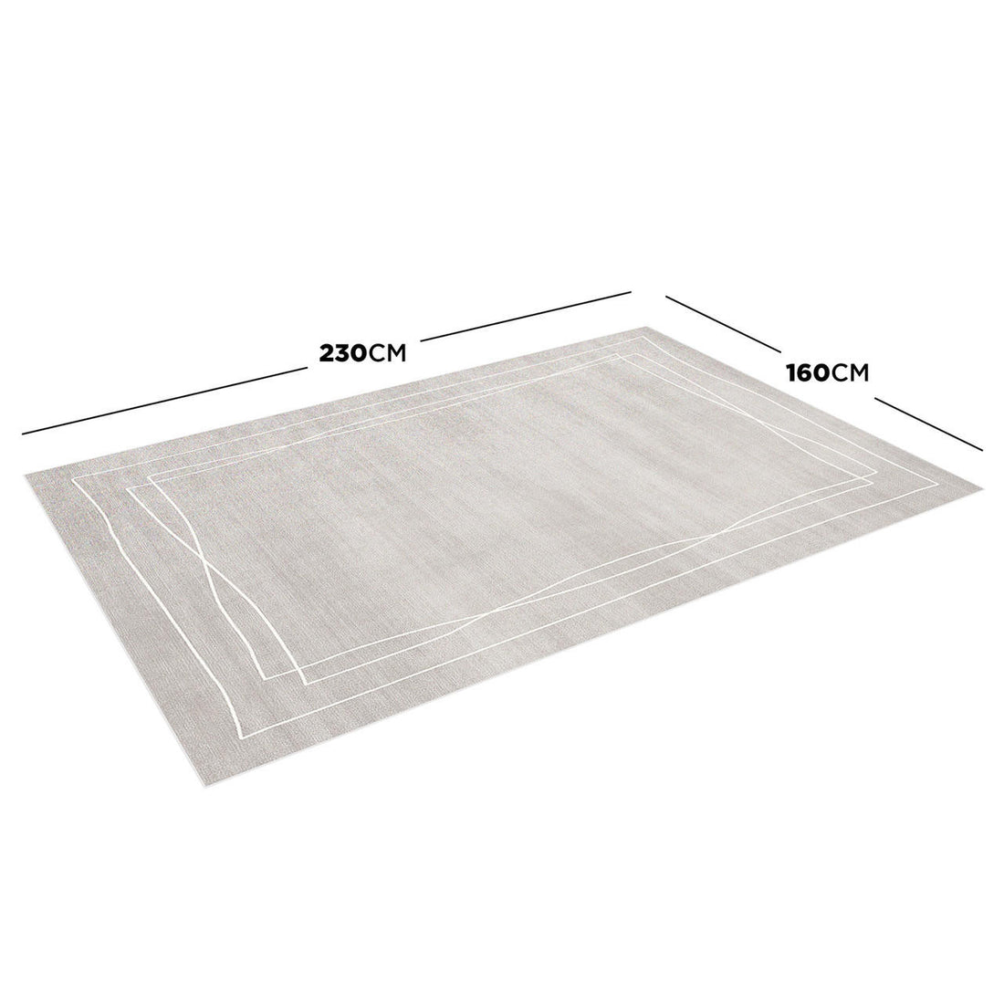 Manstad 160x230cm Modern Indoor Floor Rug features a light-grey/beige tone with a subtle white-line border on a simple, modern design, ideal for adding sophistication to any room.