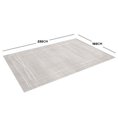 Manstad 160x230cm Modern Indoor Floor Rug features a light-grey/beige tone with a subtle white-line border on a simple, modern design, ideal for adding sophistication to any room.