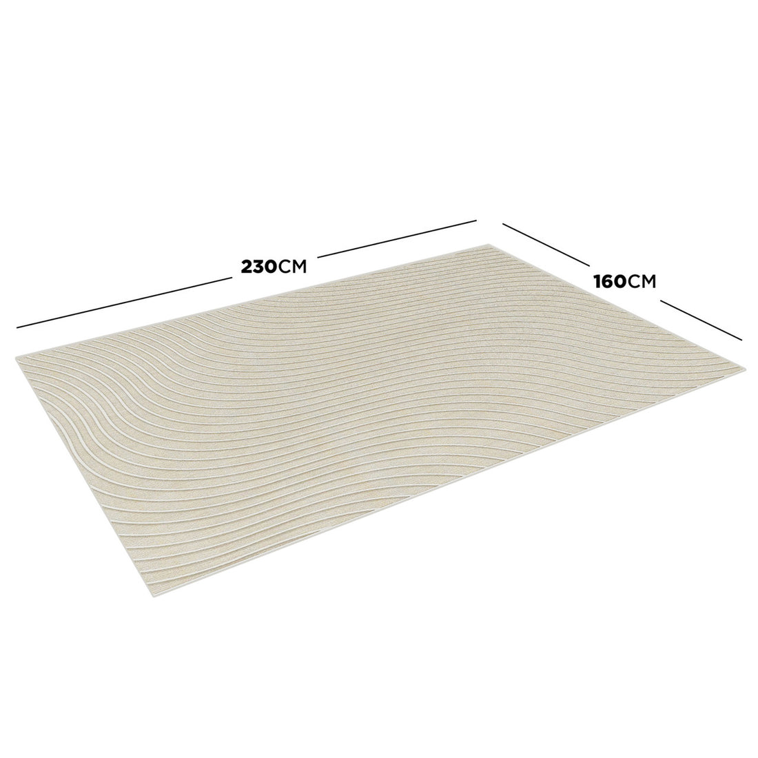Meraker Modern Abstract Rug 160x230cm featuring a neutral tone with a wavy-line pattern, perfect for adding charm and flair to contemporary spaces.
