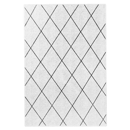 Milani 160x230cm Contemporary Printed Indoor Floor Rug features a light-gray field with a simple diamond grid pattern, reflecting a modern, Scandinavian aesthetic perfect for enhancing living or dining spaces.
