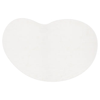 Parna 200 x 300cm Curved Shaggy Rug in Cream White, featuring a plush, kidney-bean shape, showcased against a plain backdrop, highlighting its luxurious texture and unique design.