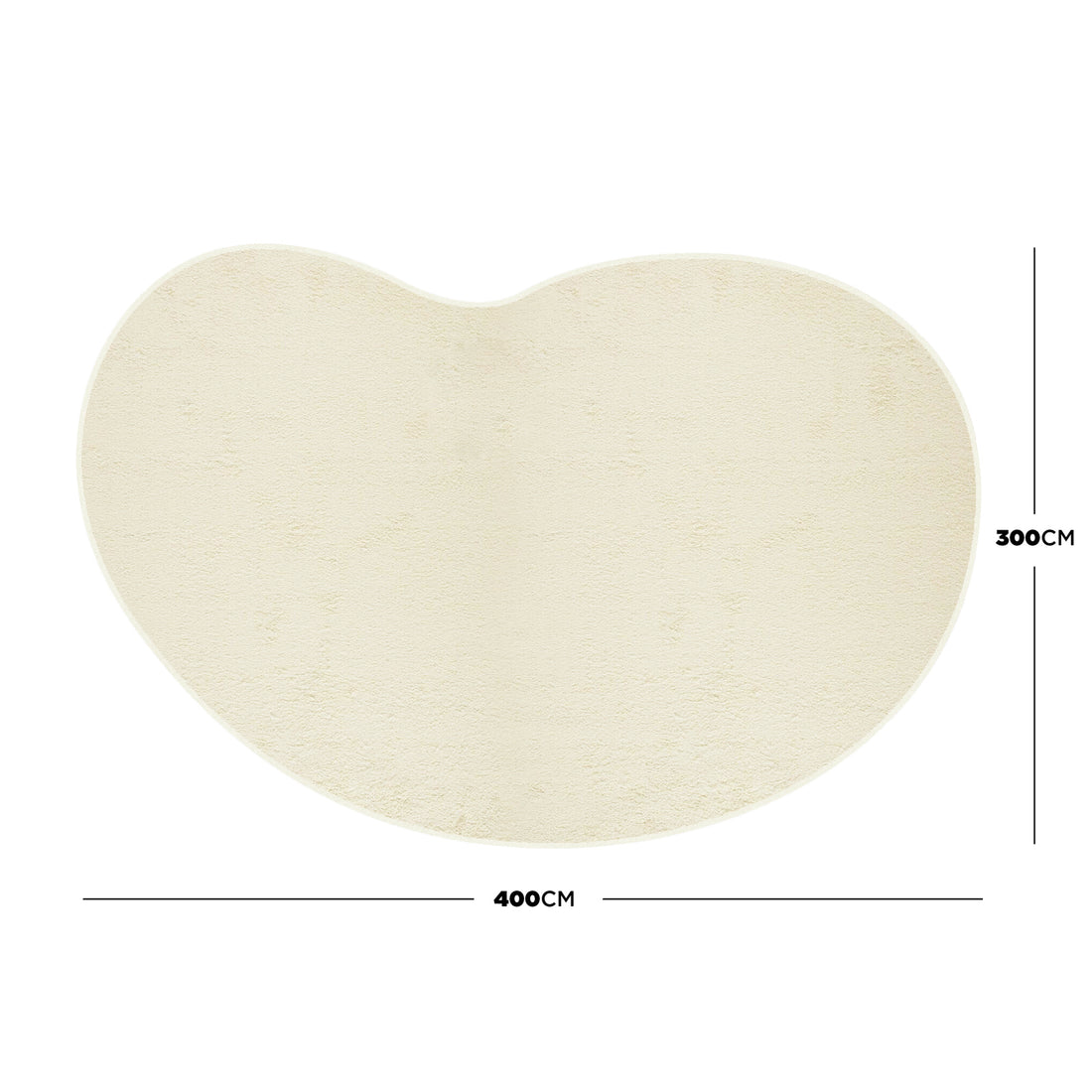 Parna Curved 300x400cm Large Soft Rug in Beige, featuring an organic kidney shape with plush texture