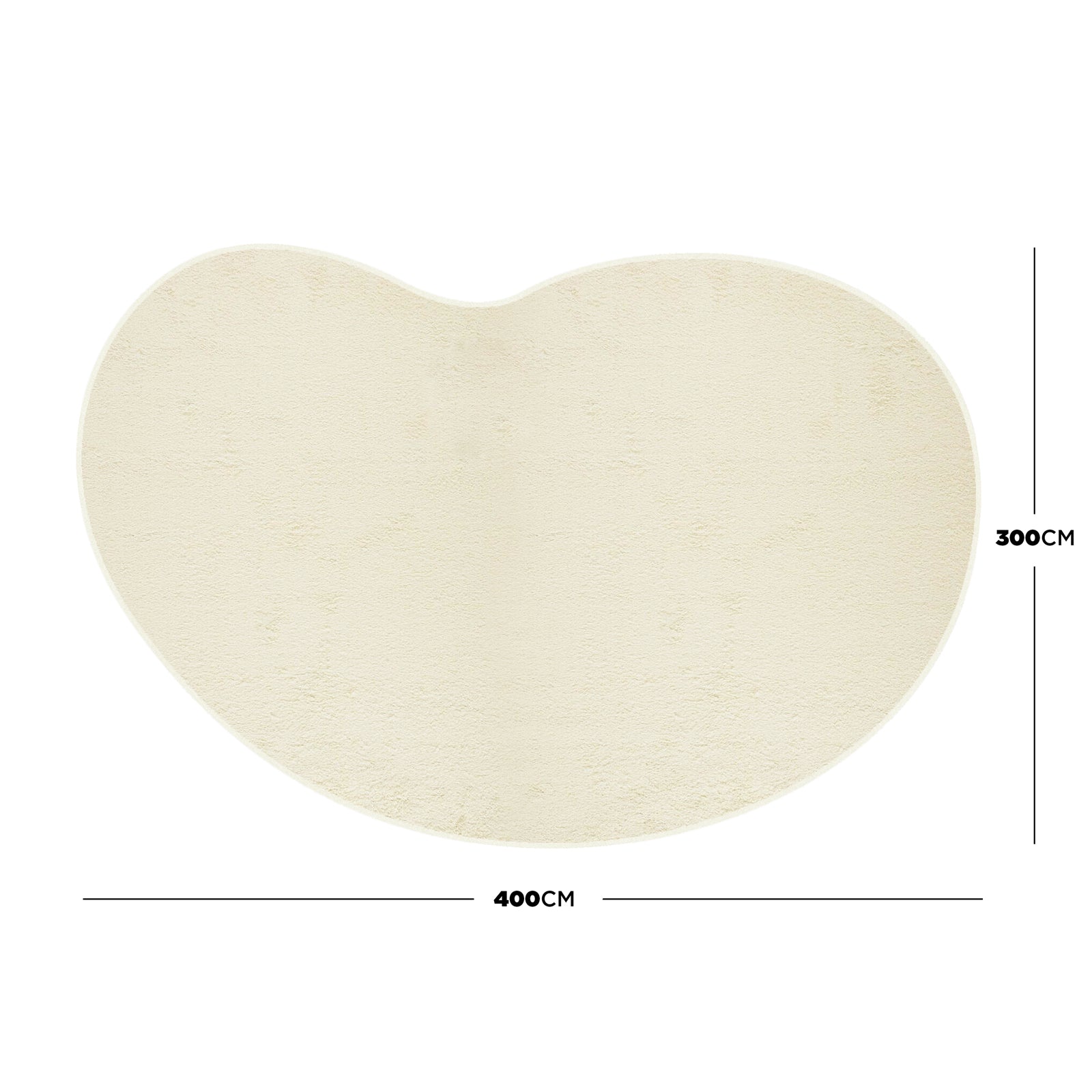 Parna Curved 300x400cm Large Soft Rug in Beige, featuring an organic kidney shape with plush texture