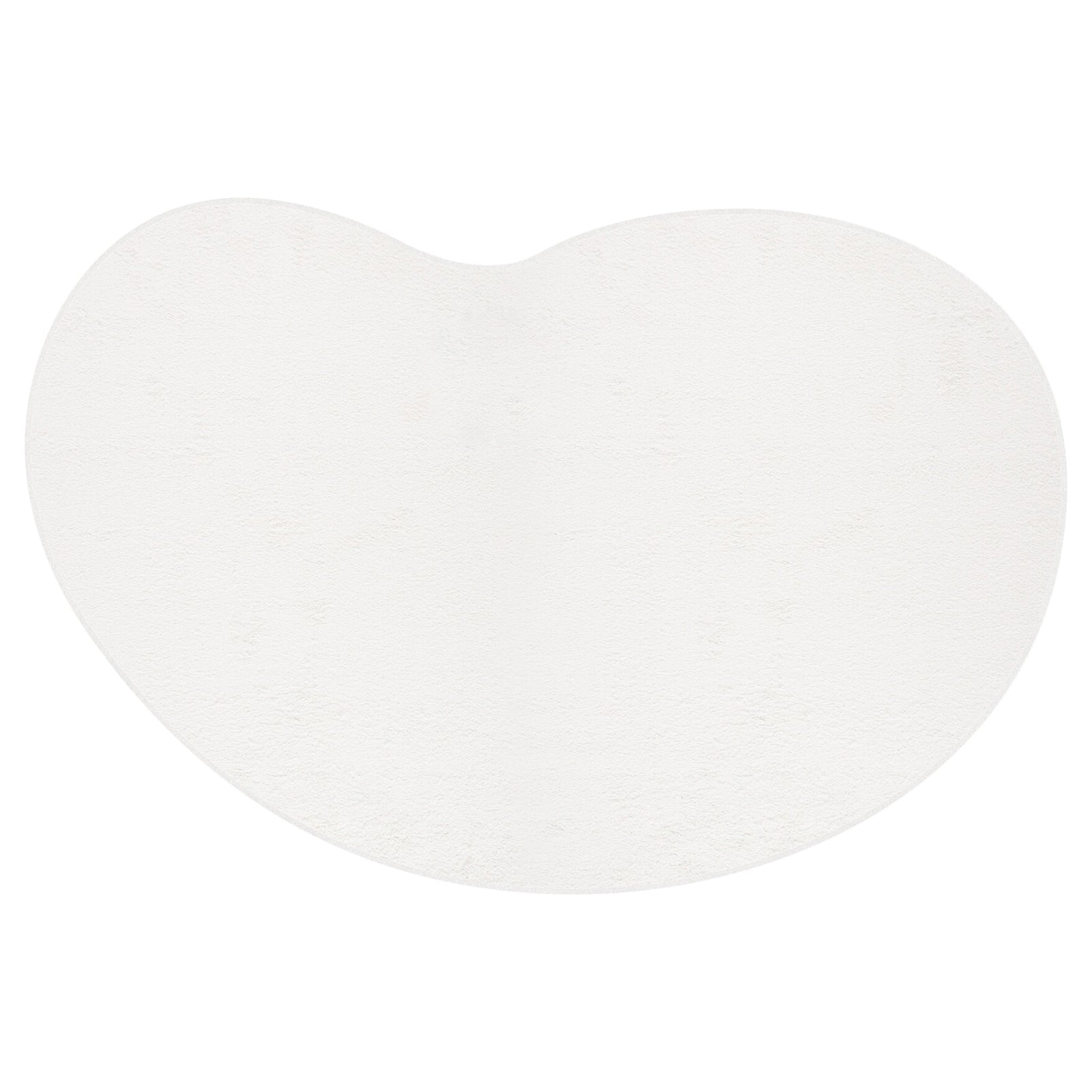 Parna Curved 300x400cm Large Shag Rug in Cream White, featuring an organic oval shape with gently curving edges, displayed against a white background, showcasing its modern design and plush texture.