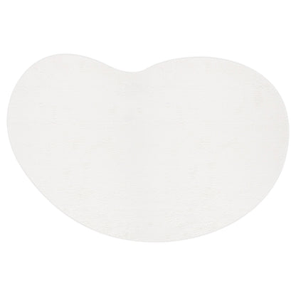 Parna Curved 300x400cm Large Shag Rug in Cream White, featuring an organic oval shape with gently curving edges, displayed against a white background, showcasing its modern design and plush texture.