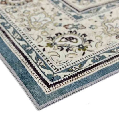 Roshni Distressed Persian Silky Rug 160x230cm features a detailed floral medallion motif with a vintage distressed design, ideal for adding elegance to any interior space.