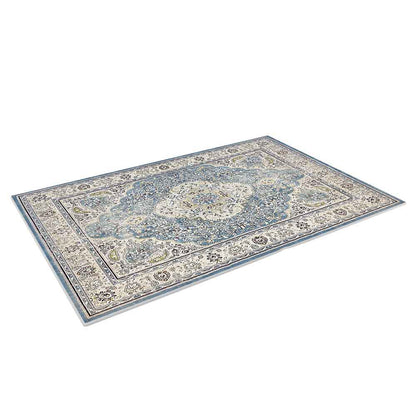 Roshni Distressed Persian Silky Rug 200x300cm showcasing intricate floral medallion design with a vintage distressed finish, ideal for adding a luxurious touch to your bedroom or living room.