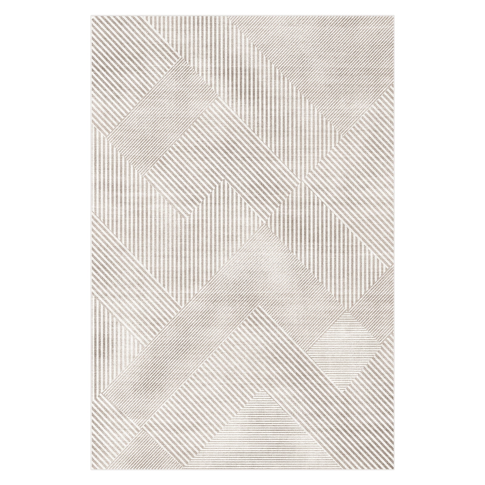 Rosson Modern Abstract Floor Rug 120 x 180cm in grey and white geometric stripe pattern