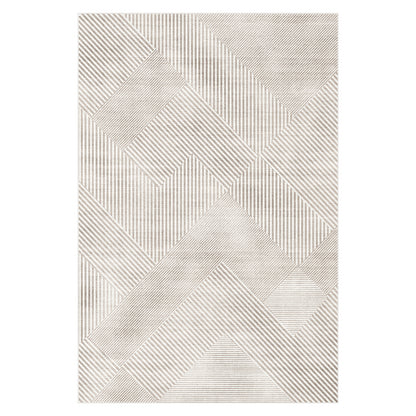 Rosson Modern Abstract Floor Rug 120 x 180cm in grey and white geometric stripe pattern