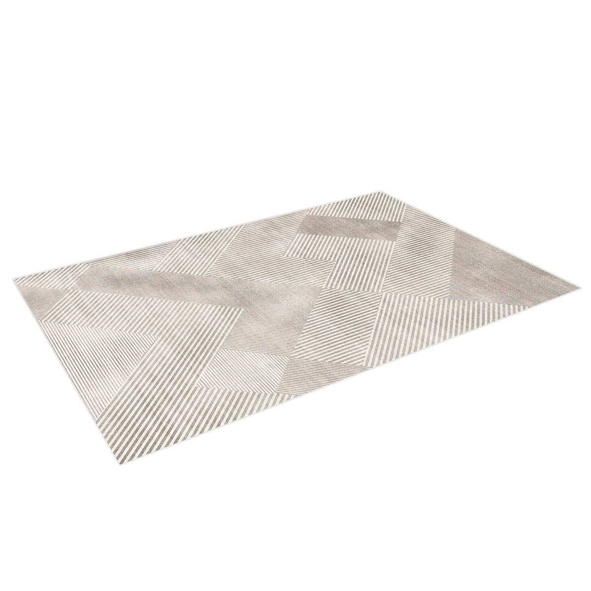 Rosson Modern Abstract Floor Rug 120 x 180cm in beige and grey geometric line pattern