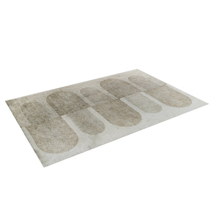 Close-up of the Tyche Soft Contemporary Printed Floor Rug 160 x 230cm, showcasing its plush 12mm pile and intricate heat-printed pattern, with an anti-slip cotton-blend backing visible.