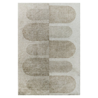 Close-up of the Tyche Soft Contemporary Printed Floor Rug 200 x 300cm, showcasing its intricate power-loomed pattern and plush 12mm pile, emphasizing its soft texture and elegant design details.
