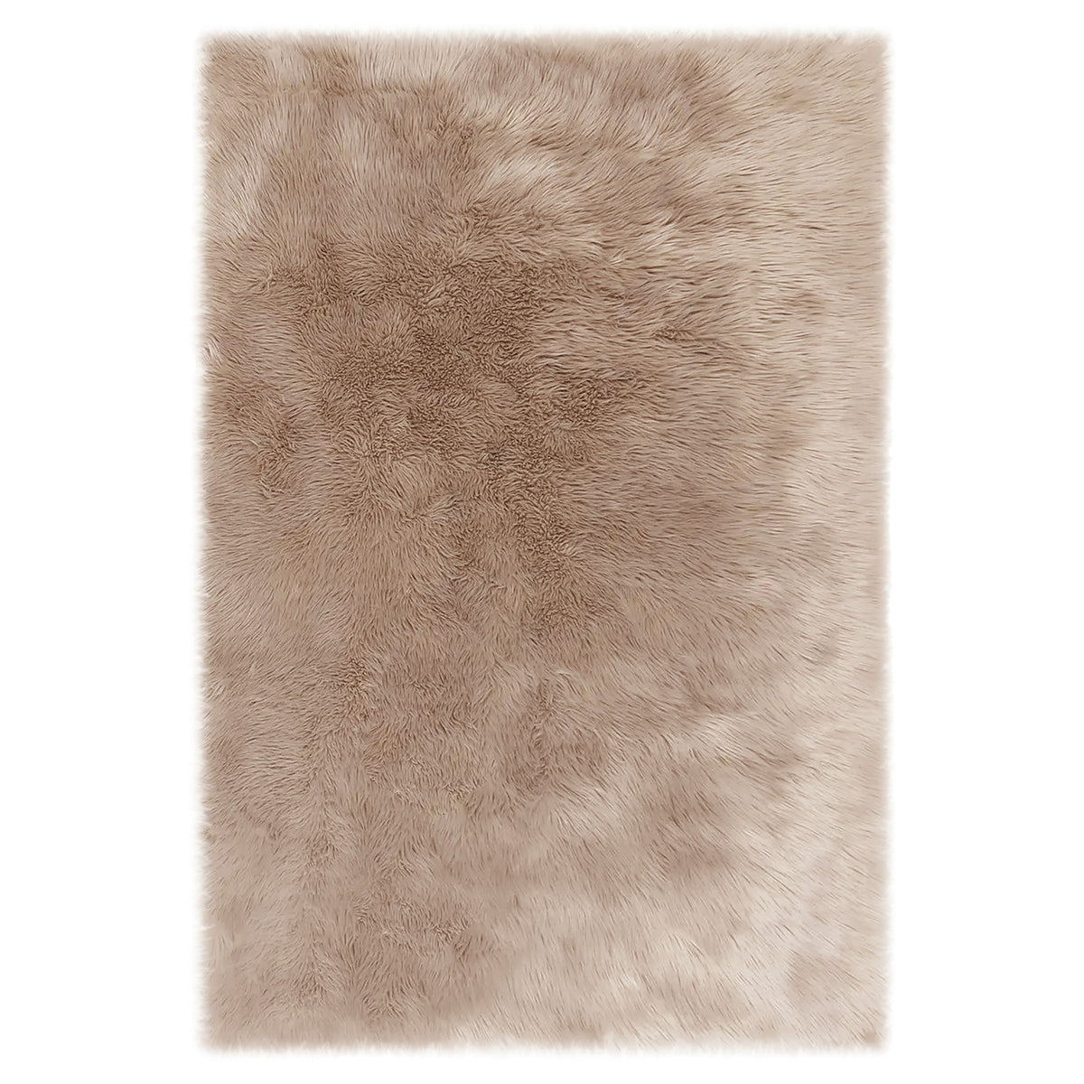 Zubuin 180x300cm Shaggy Plush Rectangular Rug in Beige, featuring a high-pile, fluffy texture resembling faux-fur, providing a soft, luxurious feel and non-slip backing for stability.