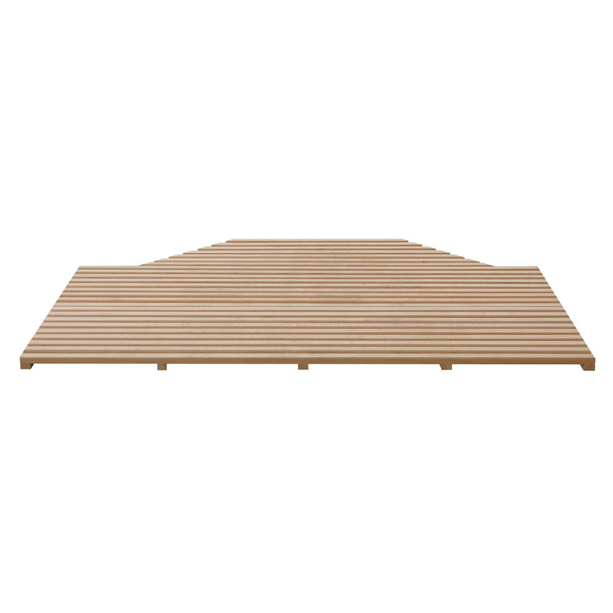 Kivi 6-Person Traditional Finnish Indoor Home Sauna featuring three flat wooden slatted panels made of timber, ideal for mattress support or decking, emphasizing its robust, spacious design for home wellness.