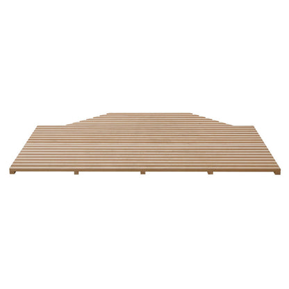 Kivi 6-Person Traditional Finnish Indoor Home Sauna featuring three flat wooden slatted panels made of timber, ideal for mattress support or decking, emphasizing its robust, spacious design for home wellness.