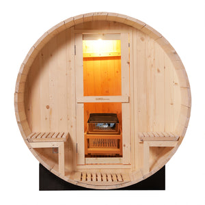 Luola 4 Person Pine Outdoor Barrel Sauna & Harvia Stove
