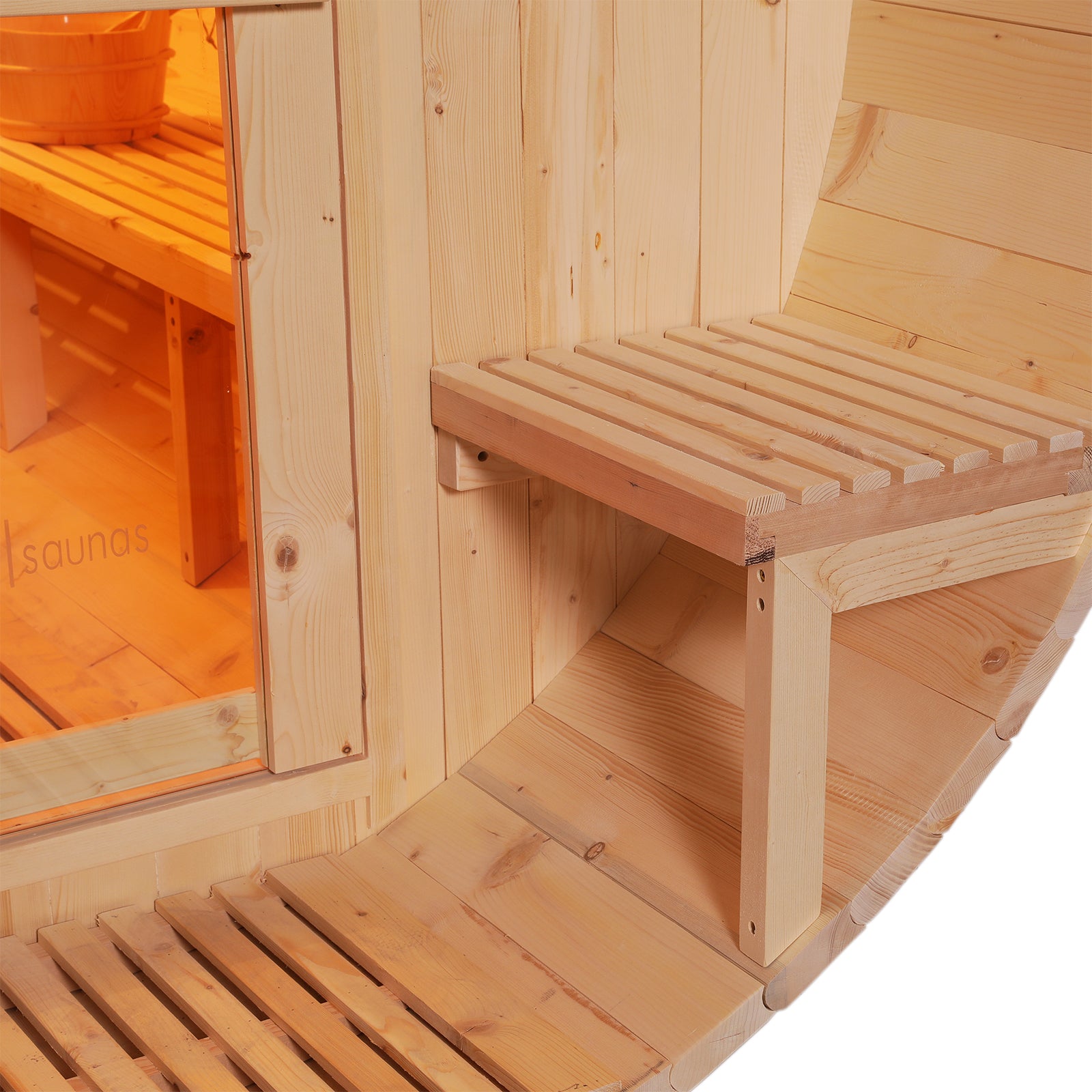 Luola 4 Person Outdoor Barrel Sauna - Pine - w/ 8KW Harvia Heater