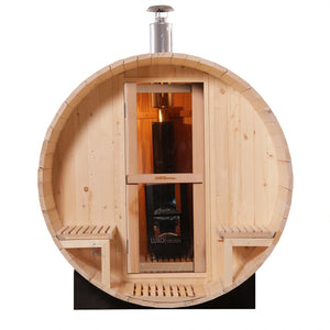 Luola 4 Person Pine Outdoor Barrel Sauna & Wood Stove