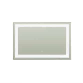 Adeline Wall Mount Touch Screen Mirror with LED Light in Black, featuring a rectangular design with integrated LED lighting and a central touch-button for easy control, set against a plain background.