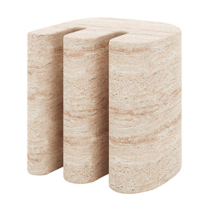Ashford Round Outdoor Concrete Side Table in Travertine