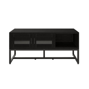 Ashley Coffee Table with Fluted Glass Door in Black