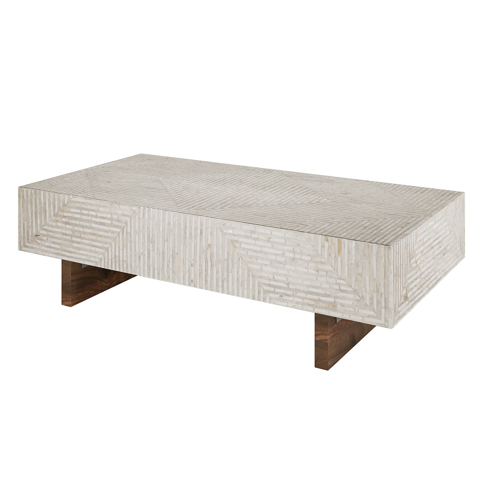 Audino Mother of Pearl Inlay Coffee Table in Ivory & Grey