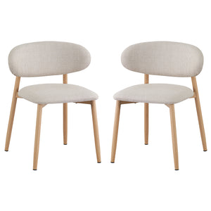 Audrey Curved Fabric Dining Chair Set of 2 in Beige