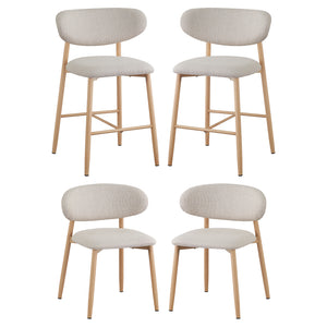Audrey Curved Dining Chair & Bar Stool Set of 4 (2 Chairs + 2 Stools) in Beige