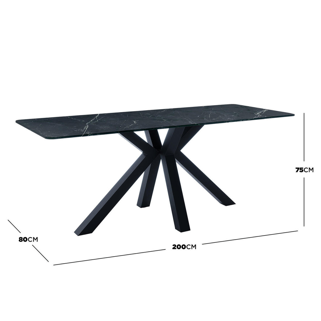 Avalon 200cm Ceramic Porcelain Dining Table - Black