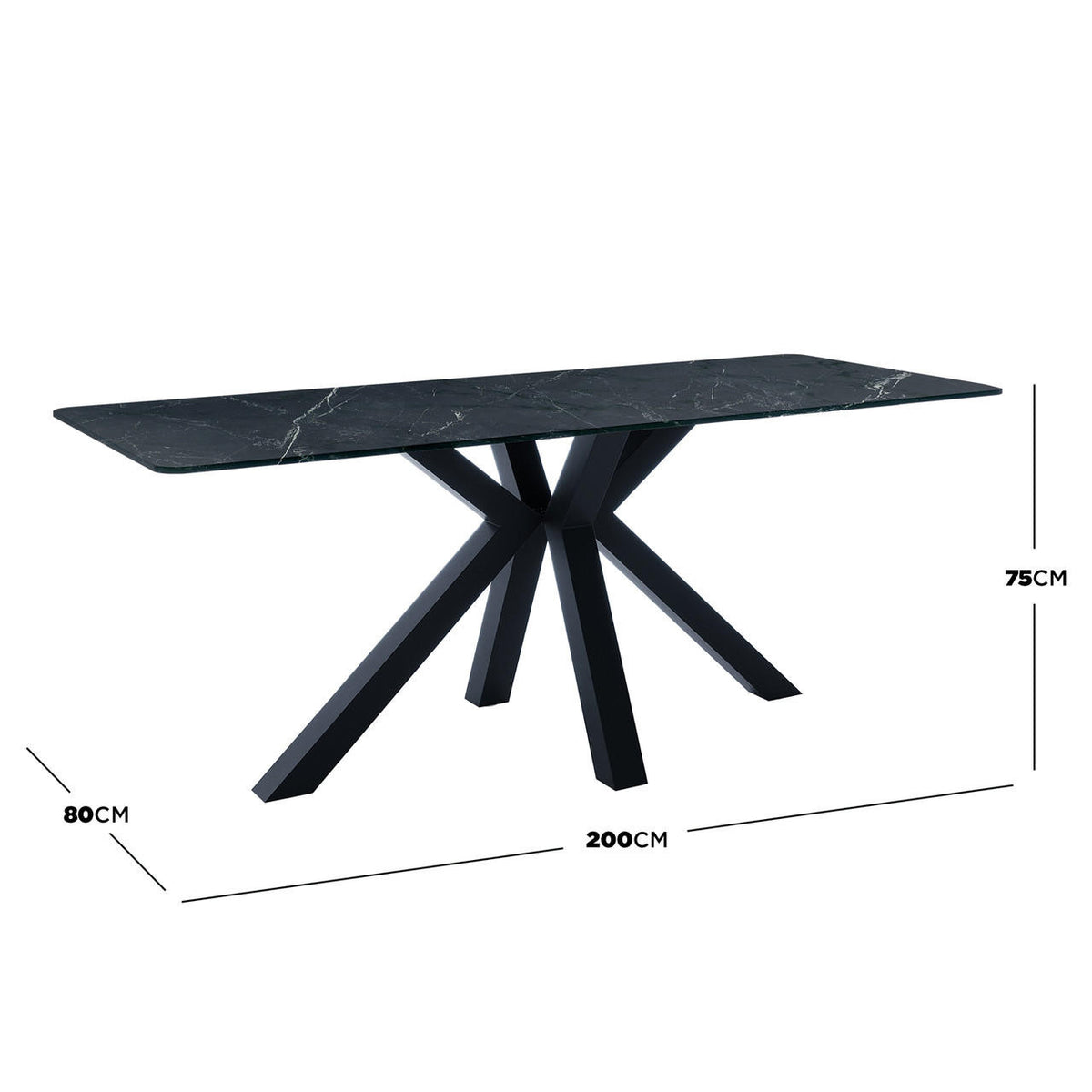 Avalon 200cm Ceramic Porcelain Dining Table - Black