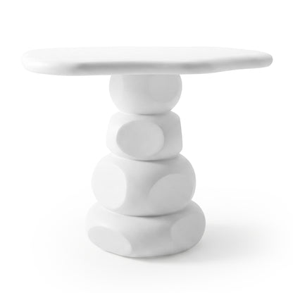 Azalea 110cm round outdoor concrete dining table in white with sculptural geometric base