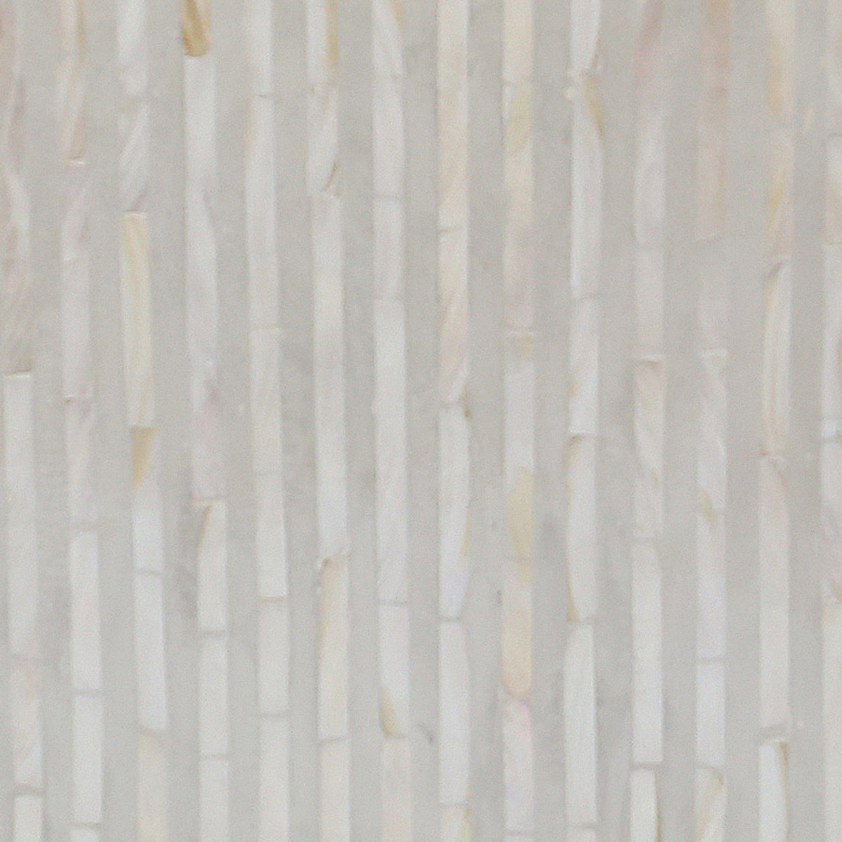 Baltoy 100cm Mother of Pearl Inlay Coffee Table in Sand, showcasing a close-up of its textured surface with white/cream elongated rectangular mosaic tiles set in vertical columns.