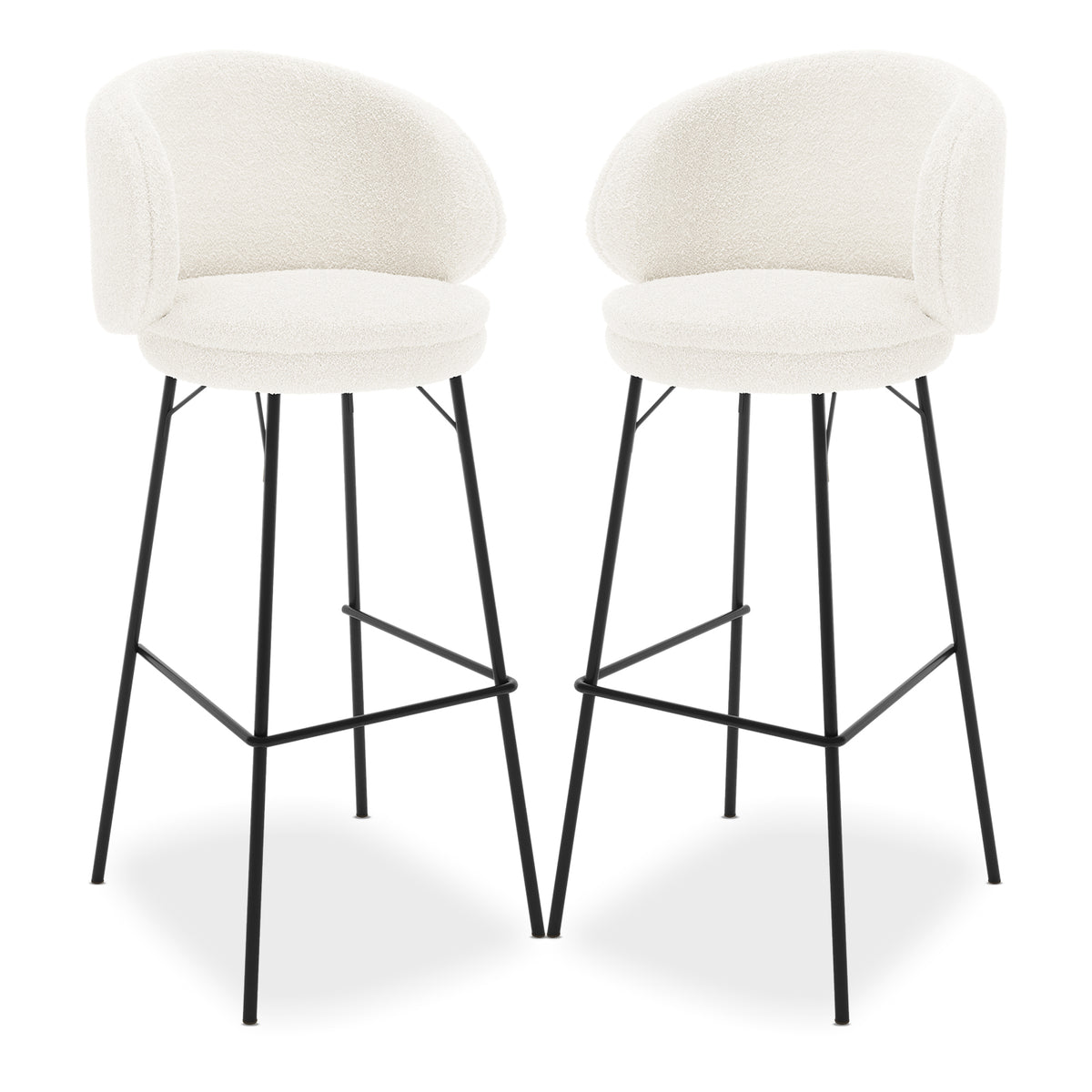 Belize Boucle Bar Stools (Set of 2) - Cream White