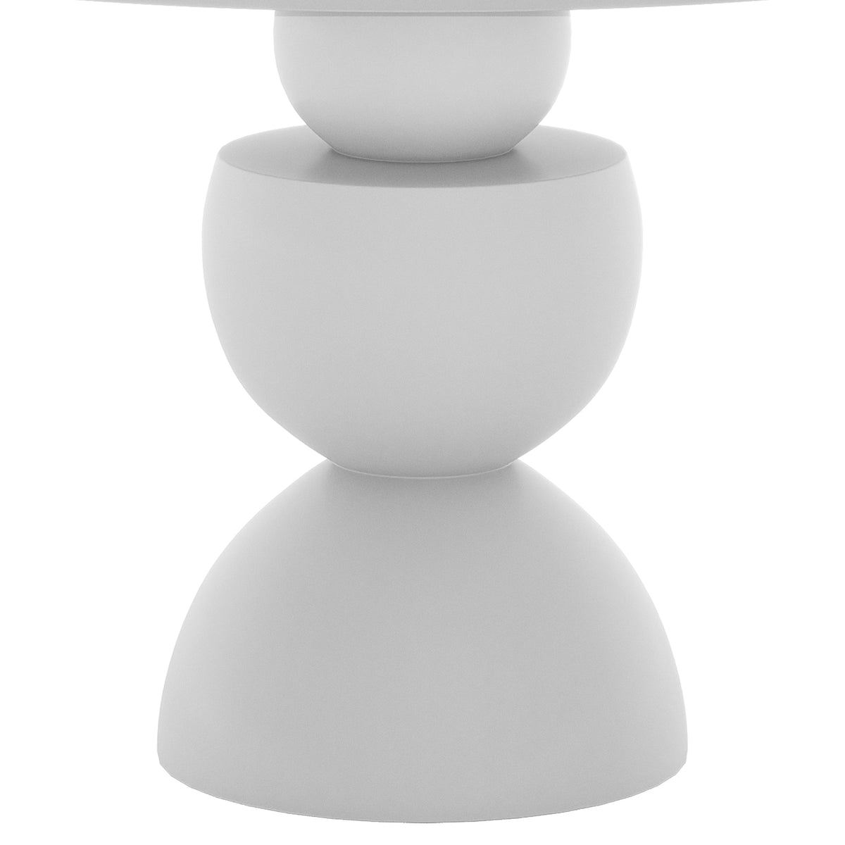 Carmen 120cm Indoor-Outdoor Concrete Dining Table - White, featuring a round top and curvy base, resembling a sculptural art piece, perfect for modern outdoor dining settings.

