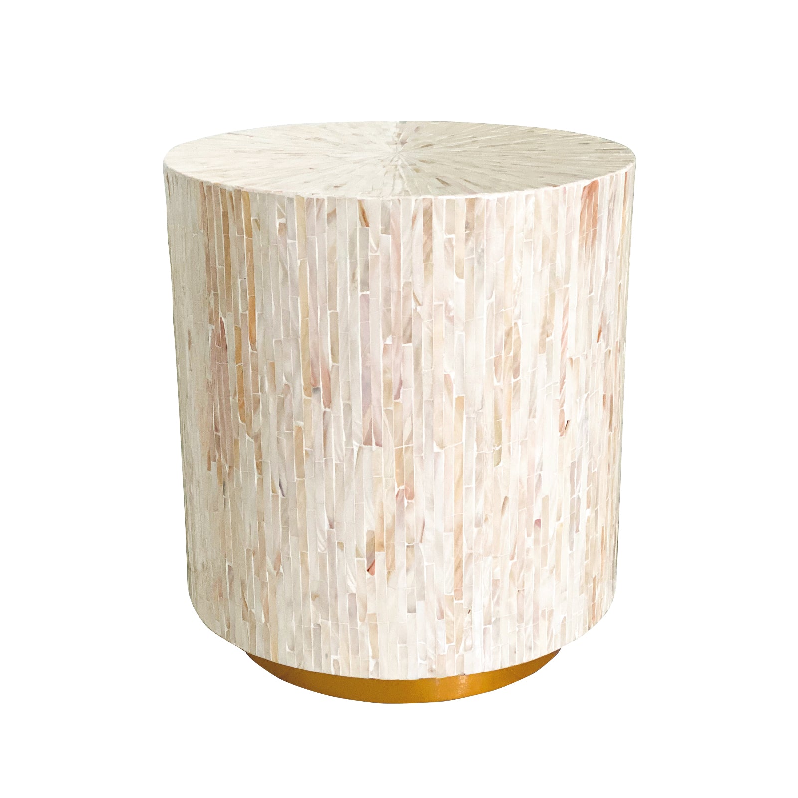 Chris 35cm Mother of Pearl Inlay Side Table in Cream