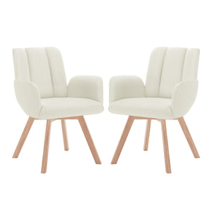 Clara Chenille Swivel Dining Chairs Set of 2 in Off White