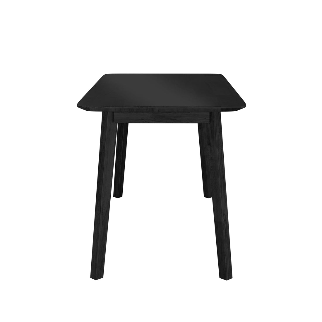 Connie 150cm 4 Seater Hardwood Dining Table in Black, featuring a simple modern design with a square top and four slightly splayed legs, set against a plain white background.