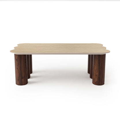 Modern rectangular wooden table on white background