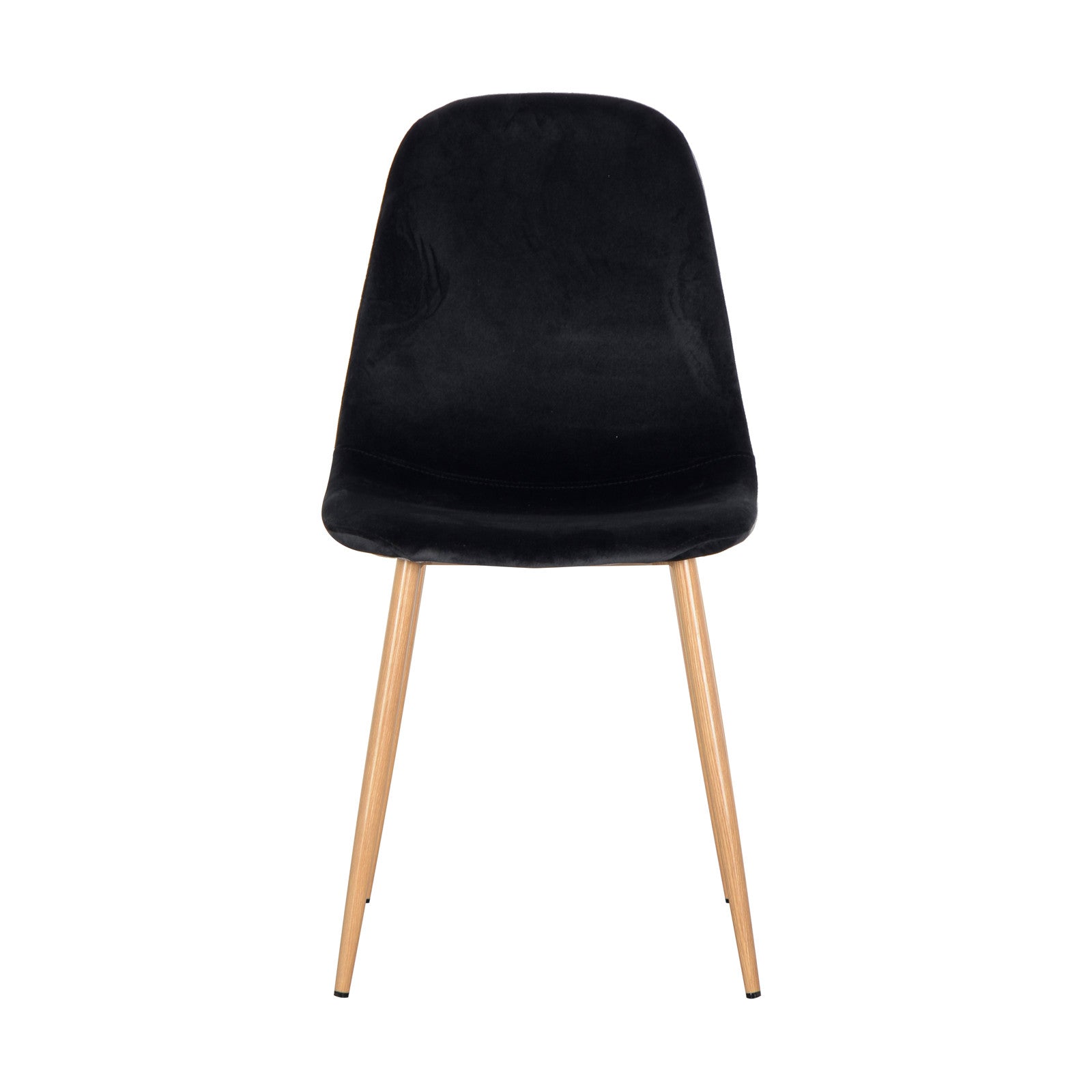Florida Velvet Upholstered Dining Chairs Black Set of 4, featuring plush velvet fabric and sturdy wooden legs with oak vinyl wrap. Ideal for enhancing dining room elegance and comfort.