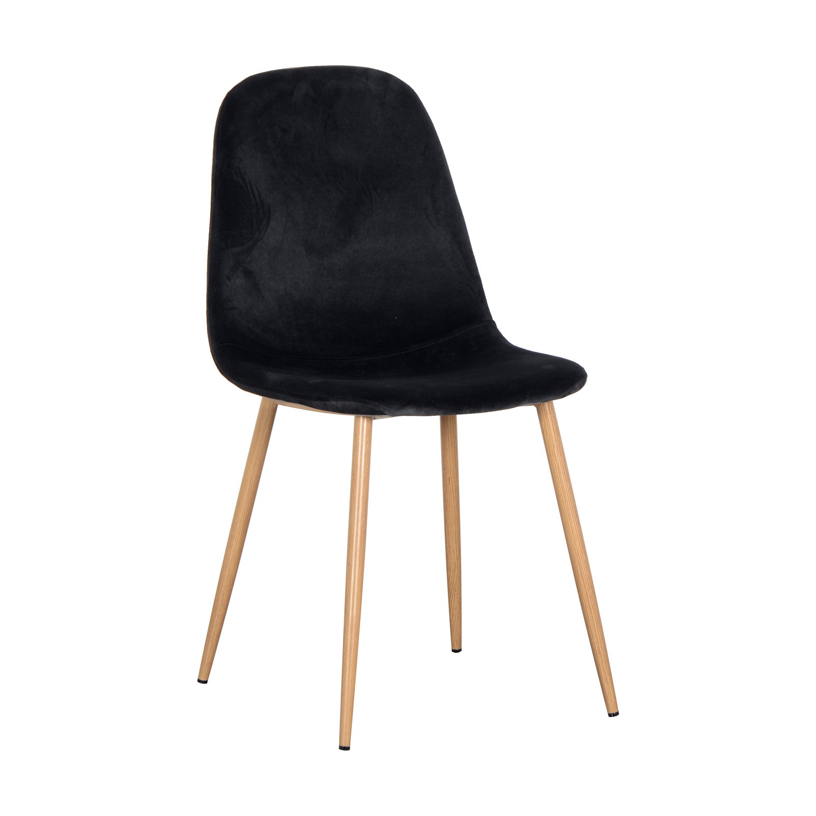 Florida Velvet Upholstered Dining Chairs Black Set of 4, featuring plush velvet upholstery, wooden legs with oak vinyl wrap, and anti-slip pads, perfect for adding elegance and durability to your dining room.