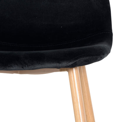 Florida Velvet Upholstered Dining Chairs (Set of 4) showcasing sleek black seats with plush velvet fabric and sturdy wooden legs, offering a modern yet luxurious touch to dining spaces.