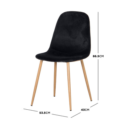 Florida Velvet Upholstered Dining Chairs Black Set of 4, featuring plush velvet upholstery and sleek wooden legs, offering a luxurious and contemporary appeal, perfect for enhancing dining room aesthetics and comfort.